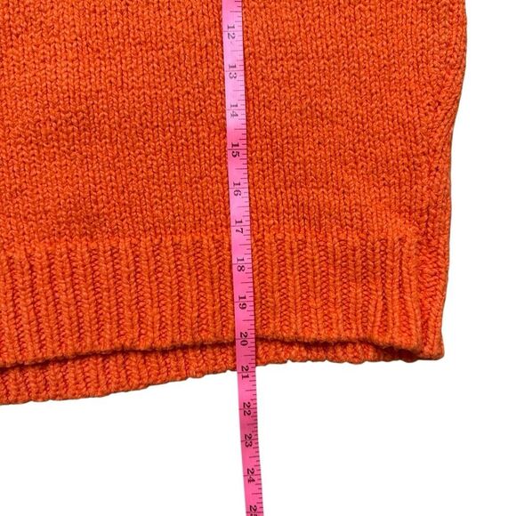 Frame Round Neck Cotton Knit Cropped Sweater Orange Large - Picture 8 of 8